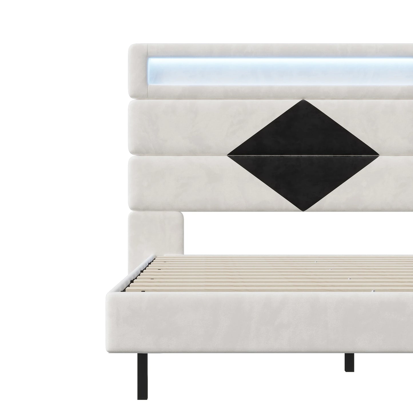 Rosahqnda Schwebebett 140*190cm Doppelbett Rahmen 160*200cm mit LED&USB Polsterbett Erwachsenenwohnung Jugendbett Samt