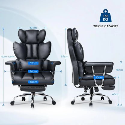 naspaluro Executive Office Chair Desk Chair PU Computer Recliner Ergonomic Office Chair with Footrest Heavy Duty Leather Office