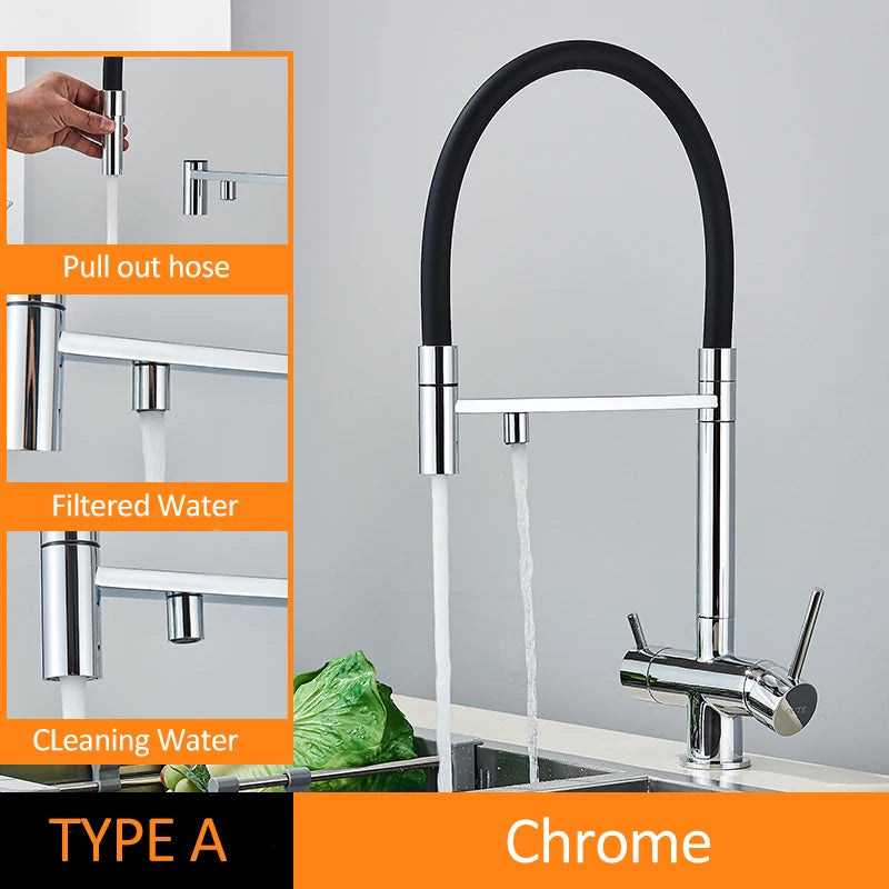 Black Grey Filtered Kitchen Faucet Water Filter Kitchen Faucets Filter Faucet Mixer Water Purification Water Drinking Water Taps