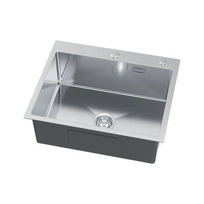 Silberne Edelstahlspüle aus Edelstahl von Inox, 60 x 50 cm – Einzelschüssel mit Wasserhahnloch und Abflussrohr, X-förmiger schneller Abfluss für moderne Küchen