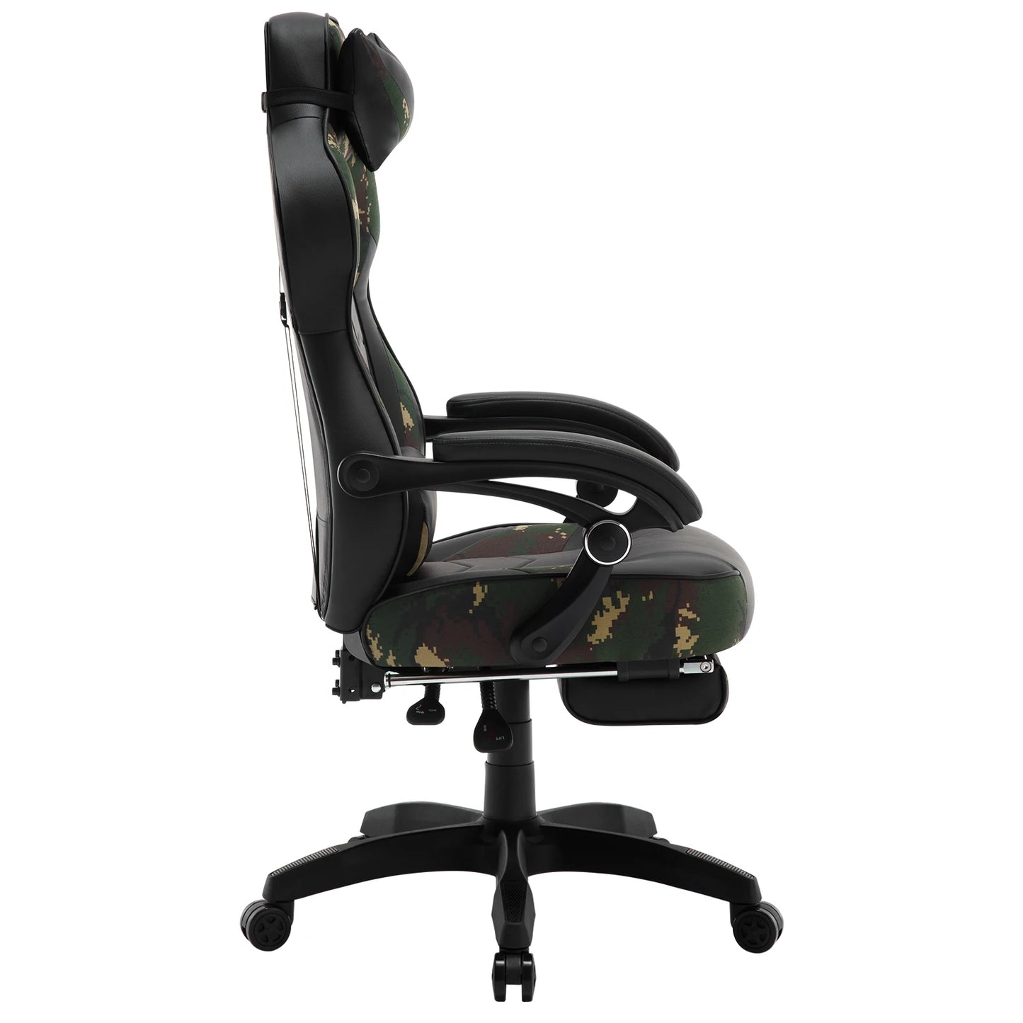 WOLTU Drehbarer Gaming-Rennstuhl, Schreibtisch, Büro, Computerstuhl, Sportsitz mit Kopfstütze, Lendenkissen, Fußstütze, Gamer-Stuhl