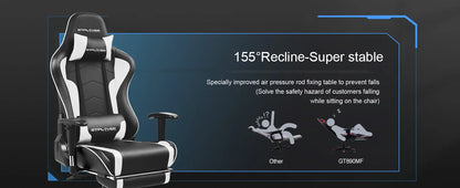 GTPLAYER Gaming Stuhl mit Fußstützen Bluetooth Lautsprecher Musik Stuhl Ergonomischer Computerstuhl Schreibtischstuhl