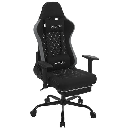 WOLTU Drehbarer Massage-Computer-Gaming-Stuhl, ergonomischer Racing-Gamer-Bürostuhl mit Rollen, Kopfstütze, Fußstütze, Lendenkissen