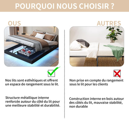 WoodenAura Polsterbett Bettgestell Doppelbettgestell, Geräusche leicht aufzubauen. Kunstleder-Bettrahmen 160 x 200 cm  modernes