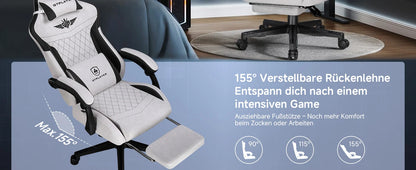 GTPLAYER Gaming Stuhl, Ergonomischer Gamer Stuhl aus Kunstleder-Stoff mit Lendenwirbelstütze, PC-Stuhl mit verbreiterter Rückenl