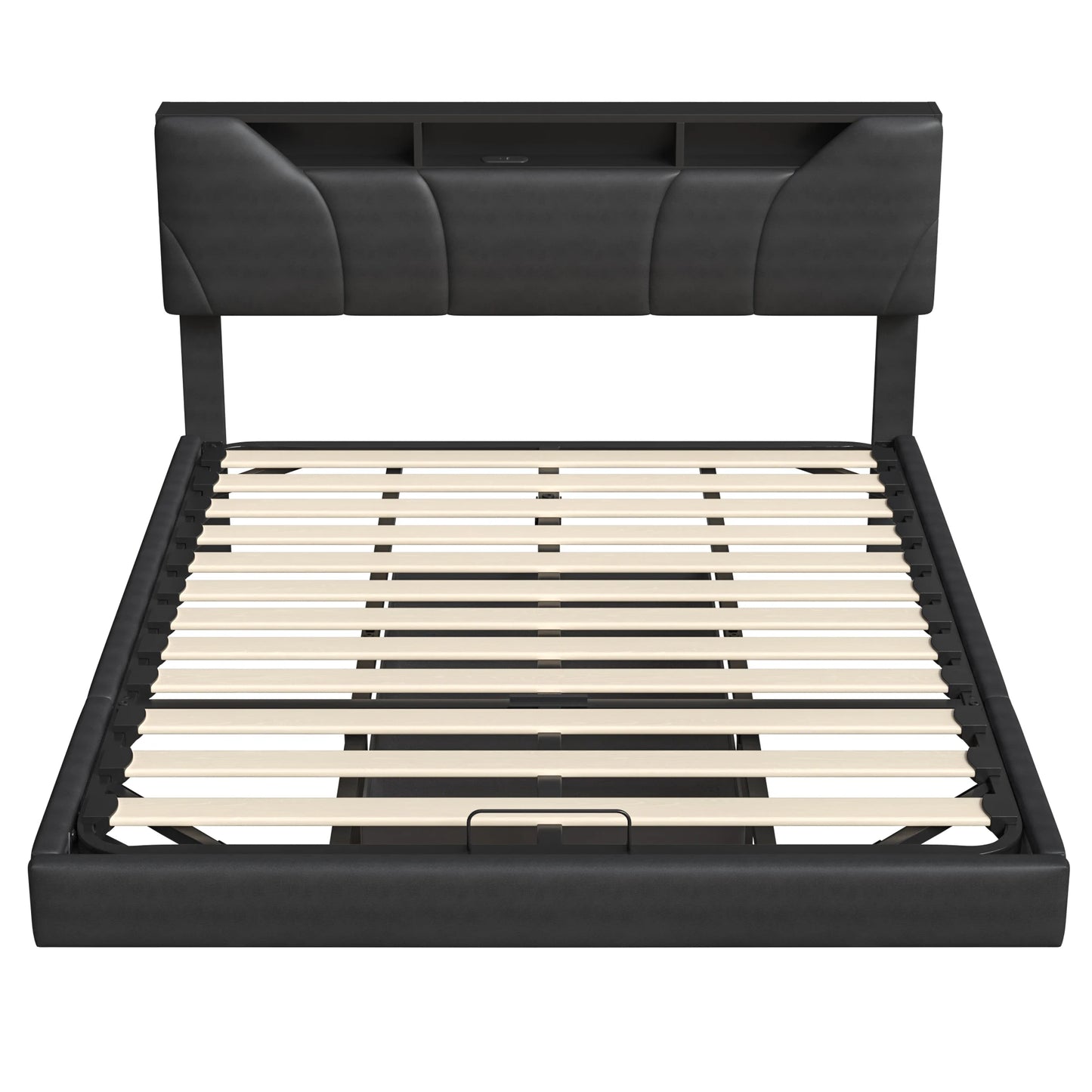 WoodenAura Doppelbett, gepolstertes Bett, Stauraum, Kopfteilbett mit USB-Aufladung, Stauraumbetten 140 x 200 cm, ohne Matratze