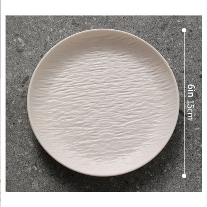 INS Stone Grain Bone Plate Relief Premium Steak Dining for Simple western Food Plate Salad Plate Special Look Household Items.