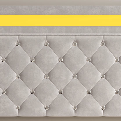 Rosahqnda Doppelbettgestell 140–160–180 x 200 cm, verstellbares LED-Kopfteil, hydraulisches Bett mit Stauraum, gepolstertes Jugendbett, Samt