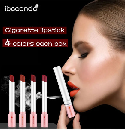 4 pcs/set Cigarette Lipstick Set Long Lasting Lip Glaze Matte Lip Gloss Waterproof Lip Stick Tube Nude Lip Tint Makeup Cosmetics.