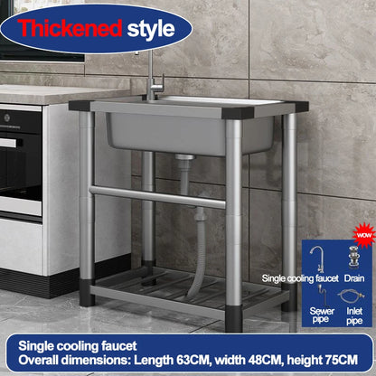 304 stainless steel sink, single-sink sink, household vegetable-washing sink, under-sink sink, large single sink, kitchen water