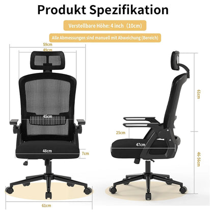 Ergonomic Office Chair Desk Chair with Headrest Breathable Mesh Cover Lumbar Support Computer Chair 360° Swivel Chair