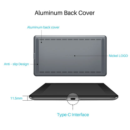 Huion Graphic Monitor Kamvas Pro 16 Drawing Tablet Screen 15.6 Inch Digital Tablets Draw Display with Battery-free Stylus Pen.