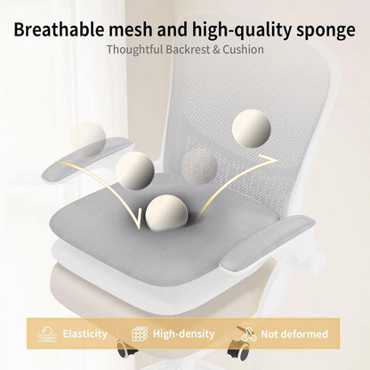Ergonomic Office Chair Desk Chair with 90° Folding Armrests Lumbar Support Breathable Mesh Padding for Home Office
