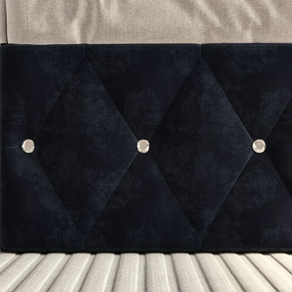 Rosahqnda Doppelbettgestell 140–160–180 x 200 cm, verstellbares LED-Kopfteil, hydraulisches Bett mit Stauraum, gepolstertes Jugendbett, Samt