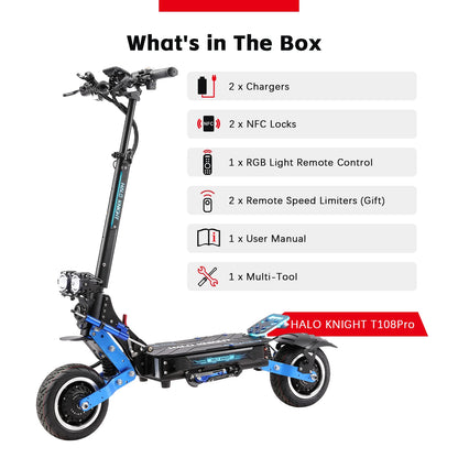HALO KNIGHT T108Pro 6000W Adult Electric Scooter Dual Motor 95KM/H Fast E-scooter Foldable E Scooter 60V 38.4Ah Top Motorcycle