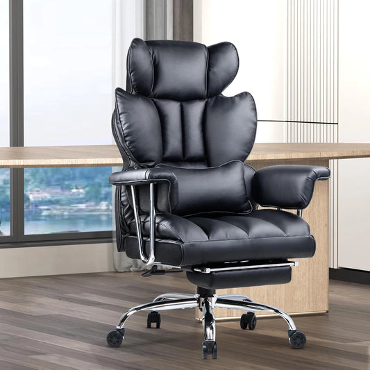 naspaluro Executive Office Chair Desk Chair PU Computer Recliner Ergonomic Office Chair with Footrest Heavy Duty Leather Office