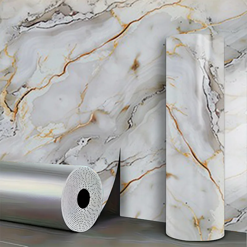 Marble imitation ceramic tile waterproof self-adhesive PVC wall sticker for living room kitchen bedroom decoration stickers