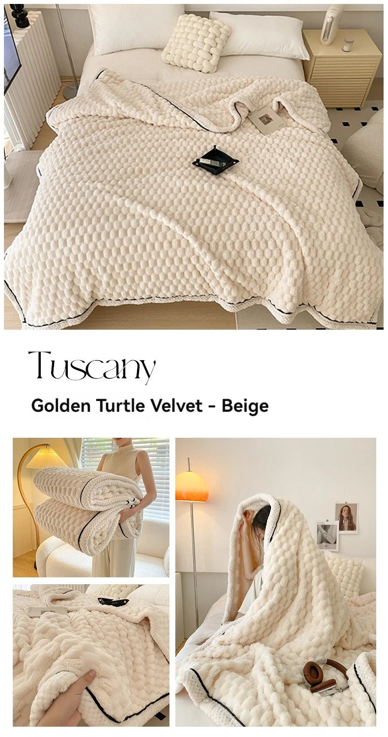 Turtle Velvet Autumn Winter Warm Sleeping Blanket Soft Comfortable Flannel Fleece Blankets for Bed Cozy Fluffy Warmth Blanket