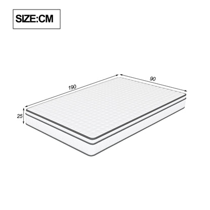 Rosahqnda Matratze 90-140*190cm 90-140 *200cm Taschenfederkernmatratze Mittelfeste Federkernmatratze Weiß (Höhe 25 cm)
