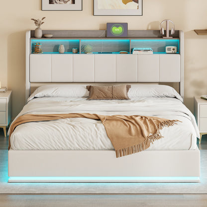 Rosahqnda Modernes Polsterbett Doppelbett 140/160x200cm mit Stauraum , Hydraulisches Funktionsbett, Ohne Matratze