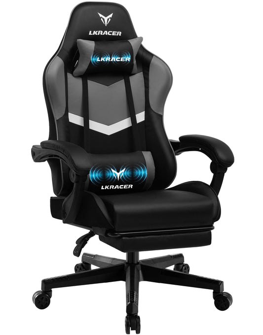 LUCKRACER Gaming Stuhl mit fußstütze Bürostuhl Ergonomisch mit verstellbare Lendenkissen, Kopfkissen Gaming Chair