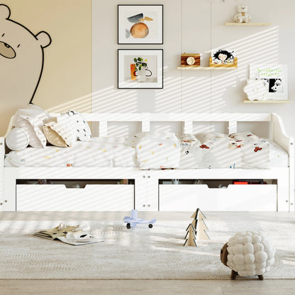 Schlafsofa 90/180 x 200 cm, Doppelbett, Einzelbett mit ausziehbarer Schublade, mit Lattenrost, Massivholz, keine Matratze