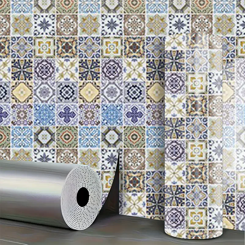 Imitation tile self-adhesive PVC marble waterproof wall sticker for living room kitchen bedroom decoration sticker