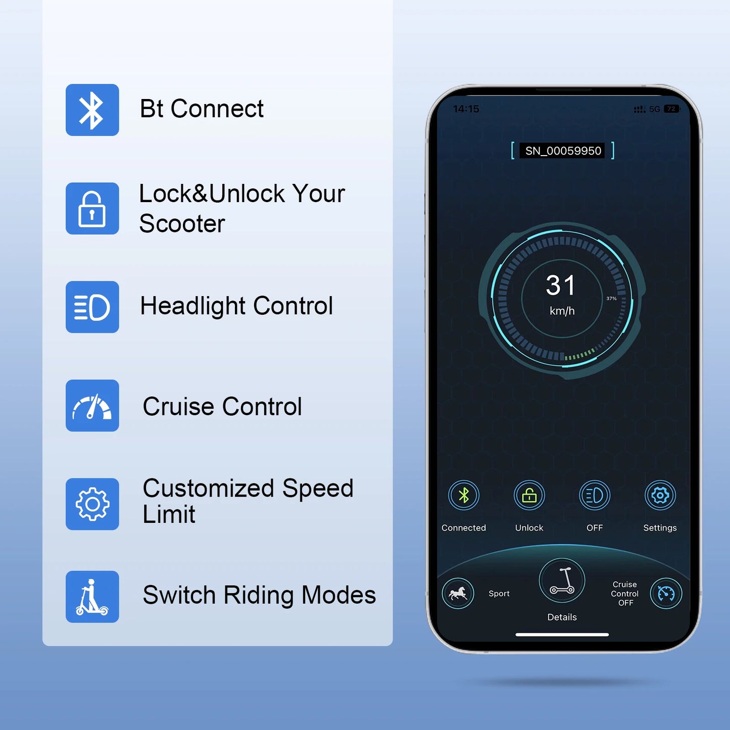 JUICEASE TX01 Electric Scooter for Adults 7.8Ah 350W Powerful Motor up to 31KM/H Speed Electric Scooter with APP 8.5 Inch Tire.
