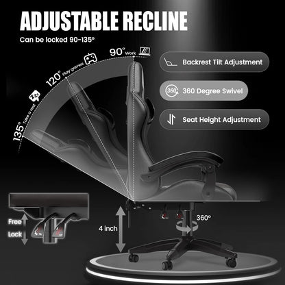 bigzzia Ergonomic Gaming Chair PC Chair Computer Chair Gaming Chair Breathable Office Chair with Cushion, Reclining Back Support