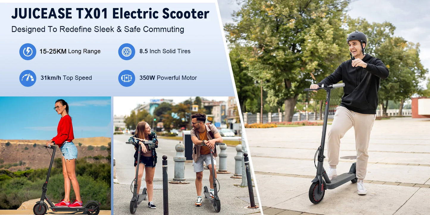 JUICEASE TX01 Electric Scooter for Adults 7.8Ah 350W Powerful Motor up to 31KM/H Speed Electric Scooter with APP 8.5 Inch Tire.