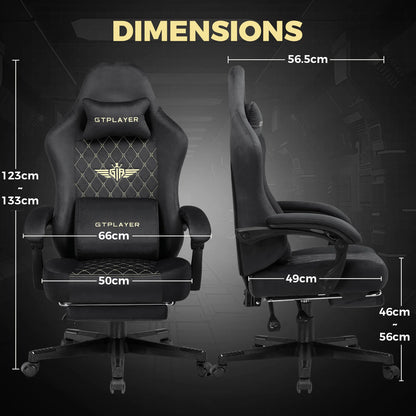 GTPLAYER Gaming Stuhl Stoff Gaming Chair Ergonomisch Bürostuh PC Stuhl, Verstellbarer und Drehbarer Schreibtischstuh