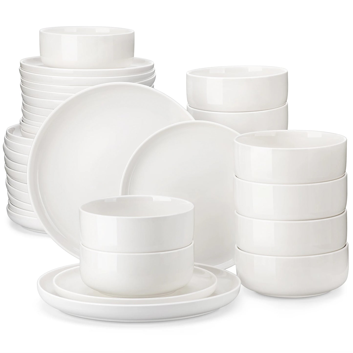 MALACASA 18/36-Piece Ceramic Plate Porcelain Dinnerware Set with 6/12 Pcs Dinner/Dessert Plates,Bowl Tableware Set for 6/12