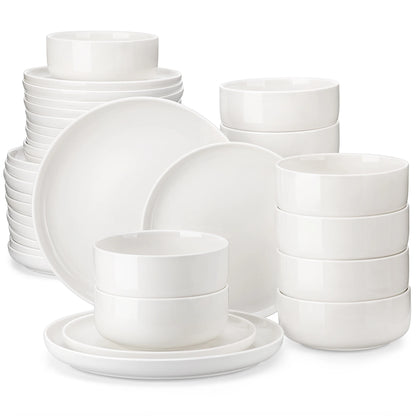 MALACASA 18/36-Piece Ceramic Plate Porcelain Dinnerware Set with 6/12 Pcs Dinner/Dessert Plates,Bowl Tableware Set for 6/12