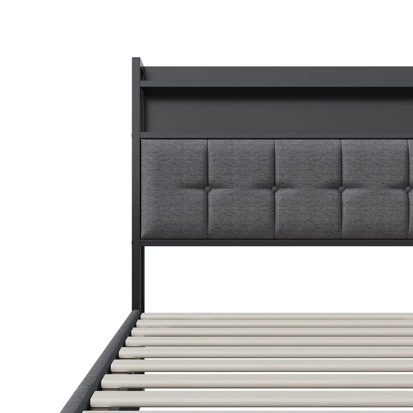 Rosahqnda Polsterbett 140 x 190 cm Doppelbett mit LED und USB, gepolsterter Bettrahmen mit Kopfteil und Lattenrost, Höhe 32 cm