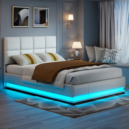 Rosahqnda Hydraulisches Stauraumbett, Funktionsbett mit viel Stauraum, Doppelbett mit Kopfteil,Kunstleder