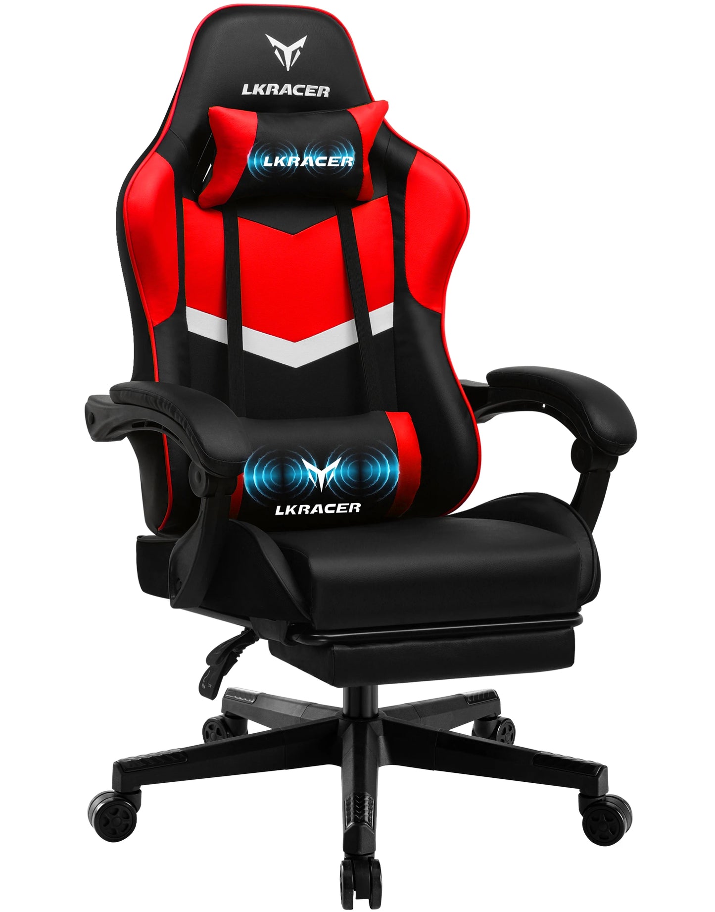 LUCKRACER Gaming Stuhl mit fußstütze Bürostuhl Ergonomisch mit verstellbare Lendenkissen, Kopfkissen Gaming Chair