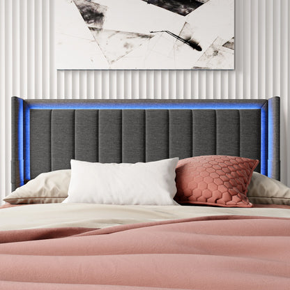 Rosahqnda Gepolsterter Bettrahmen mit LED, USB, Schubladen, Leinen Plattformbett 140-160-180×200cm,Jugendwohnungsbett,Gästebett