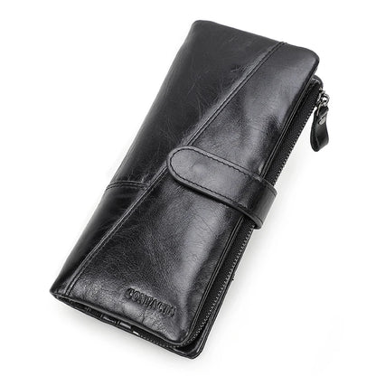 Contact's 100% Genuine Leather Wallet Women Long Coin Purse Hasp Design Clutch Bags Name Engraving Card Holder Wallets Cartera