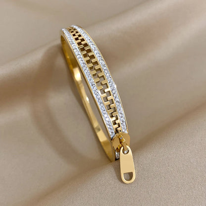 Original Zipper Bracelet Charm Bangle Stainless Steel Zip Hand Bracelets Gold Plated Luxury Jewelry for Women Designer.