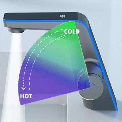 Intelligent LED Digital Display Bathroom Basin Faucet Tap Hot Cold Temperature Sensing Faucet Toilet Bathroom Household Faucet