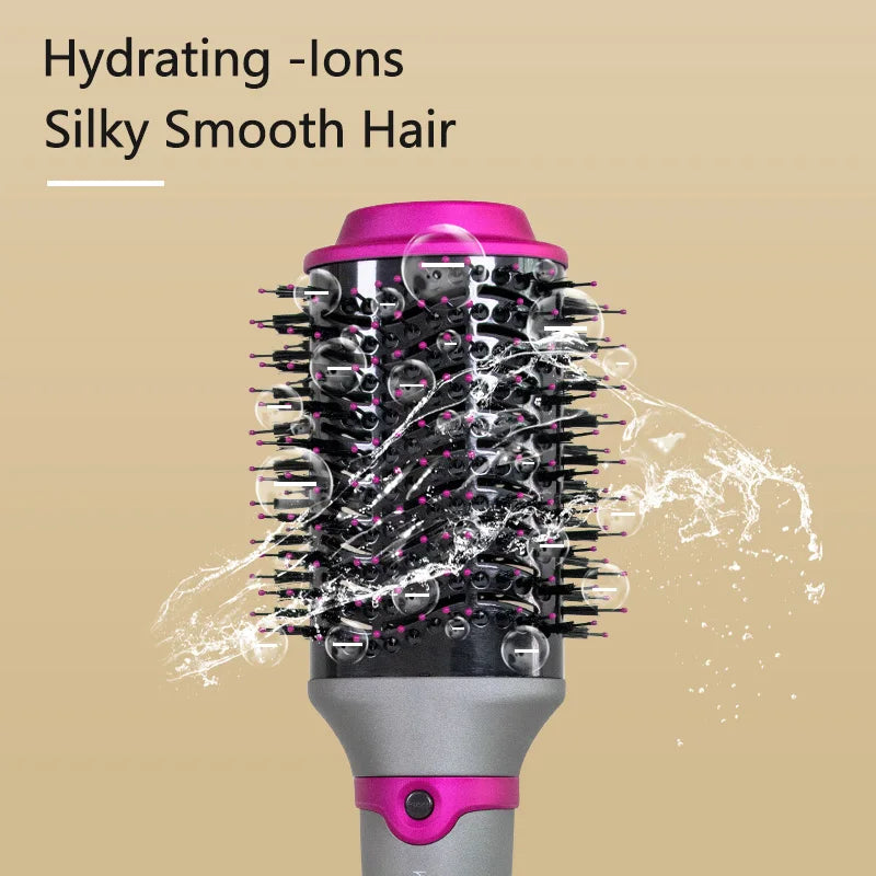 1200W Hair Dryer Hot Air Brush Styler Replaceable Head Straightener Curler Comb Roller One Step Electric Ion Blow Dryer Brush.