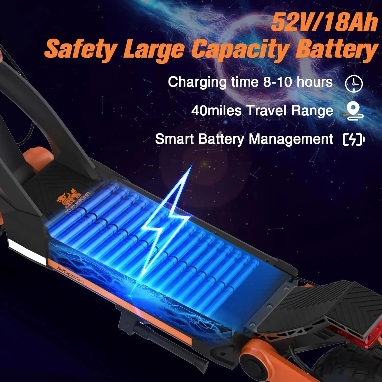 KuKirin G3 Electric Scooter 10.5 Inch 1200W Motor 52V 18Ah Lithium Battery Max Speed 25 KM/H Touchable Display Control Panel.