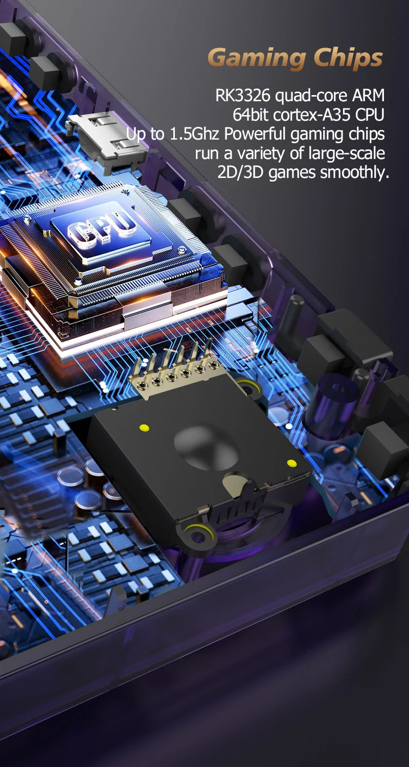 15000+ Ready Games! 3.5" IPS Retro Handheld Console RK3326, 3000mAh Long Play original ARKOS Blue R36H 64GB 128GB.