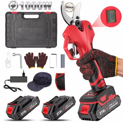 1000 W/900 W 50mm Elektrische Gartenschere Bürstenlosen Cordless Pruner Schere Garten Obst Baum Zweige Cutter Werkzeug mit 2 stücke Batterie