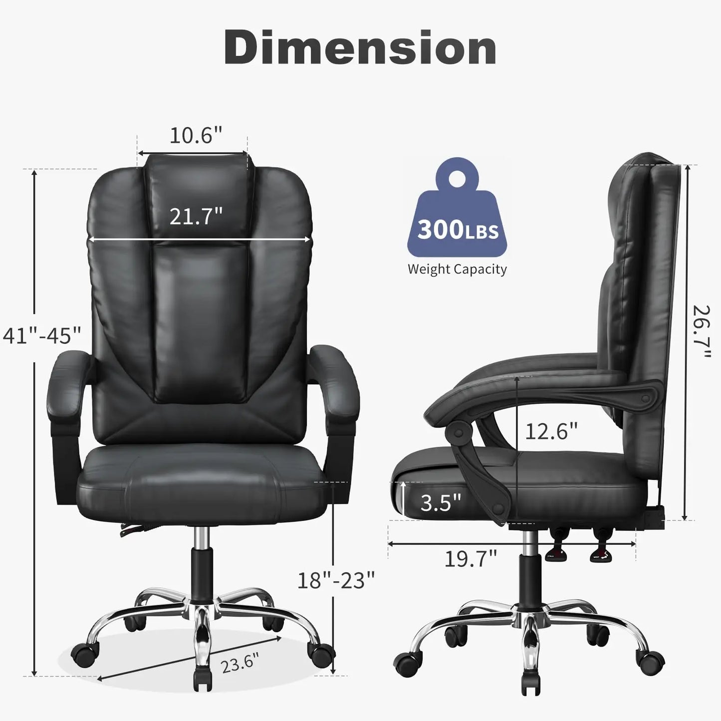 Ergonomic Office Chair PU Leather Desk Chair Spring Pad Design High Backrest Adjustable Executive Chair Swivel Chair