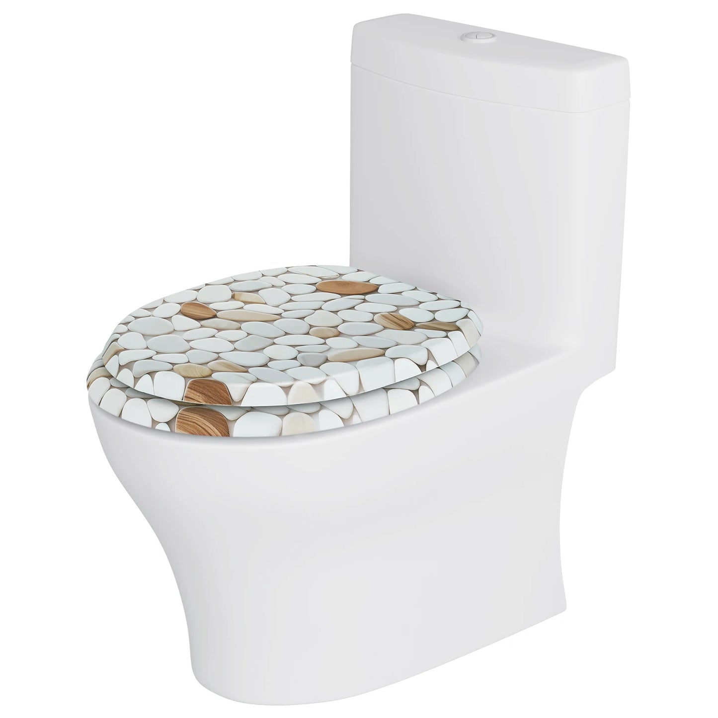 O-förmiger Toilettensitz, verstellbare Scharniere, Toilettendeckel mit Motiv, Soft-Close-Mechanismus für Badezimmer