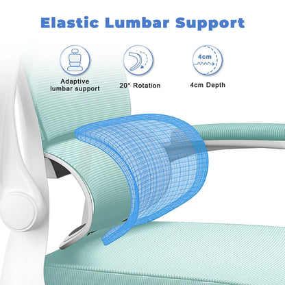 Ergonomic Office Chair, Desk Chair with Folding Armrests, Height-Adjustable, Breathable Backrest, Swivel Chair 360°