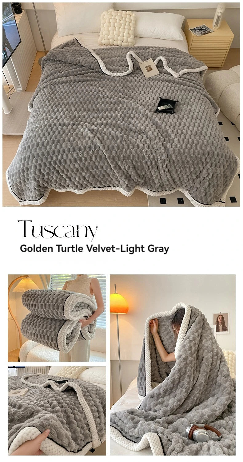 Turtle Velvet Autumn Winter Warm Sleeping Blanket Soft Comfortable Flannel Fleece Blankets for Bed Cozy Fluffy Warmth Blanket