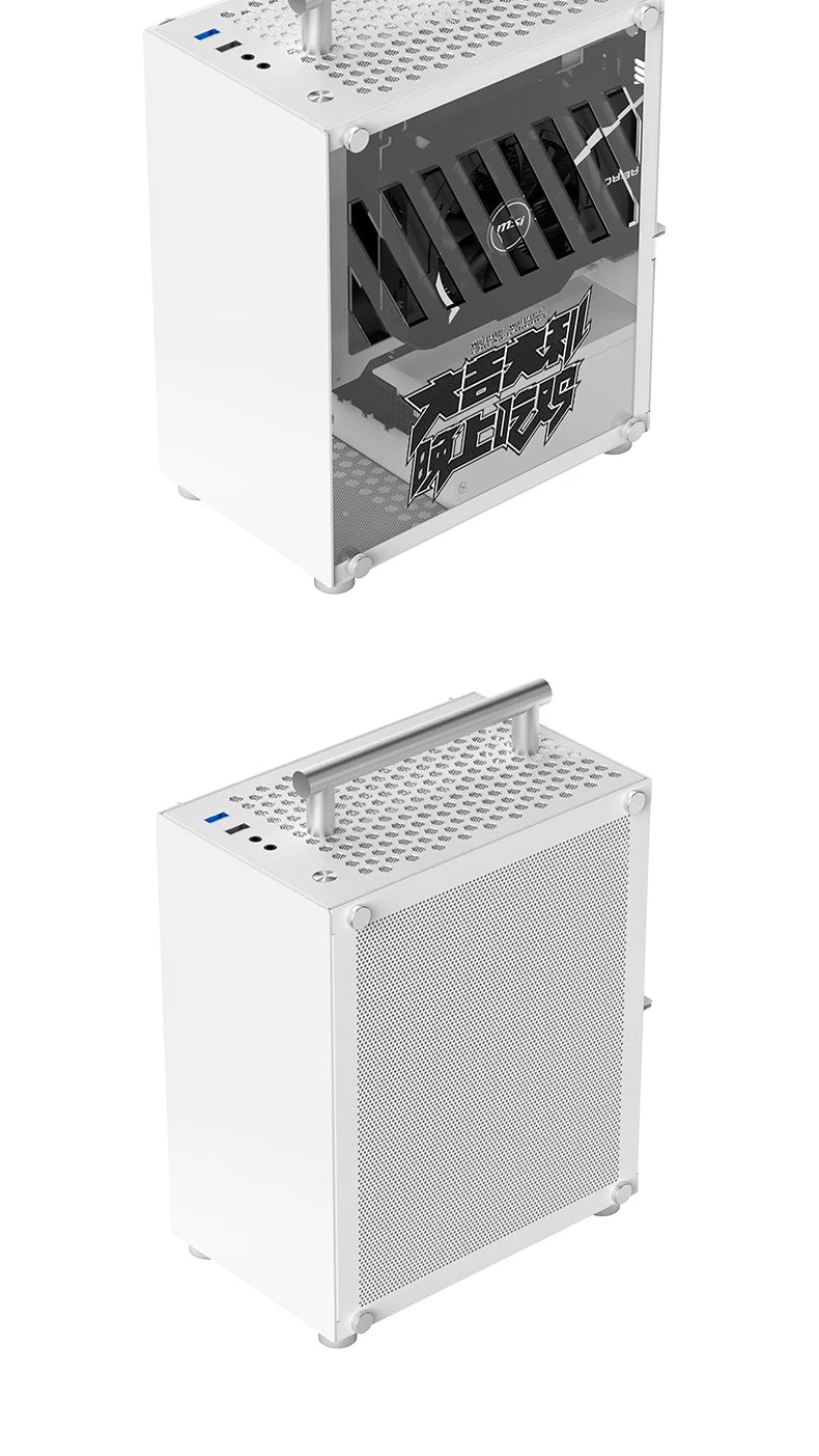 METALFISH T40 Mini ITX Case 7L Gaming Computer White Chassis Compact Transpare PC Support SFX PSU/70mm Cooler With Handle.