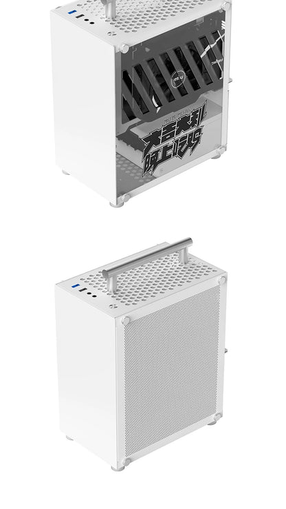 METALFISH T40 Mini ITX Case 7L Gaming Computer White Chassis Compact Transpare PC Support SFX PSU/70mm Cooler With Handle.